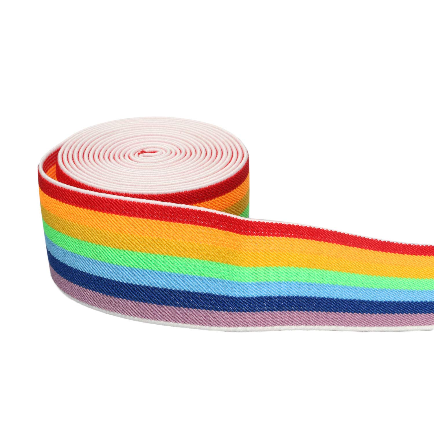 2-inch Elastic Band Rainbow Pattern Waistband Colorful Stretchy Sewing Elastic Trimming (3 Yards)