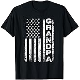Grandpa Vintage American Flag Father's Day 4th of July Papa T-Shirt