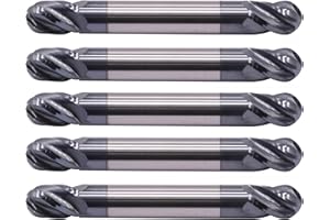 BestParts 5Pcs 5/16" Solid Carbide Ball Nose End Mill - Double End - AlTiN Coated, 4 Flute, 30 Degree Helix, 5/16" Cutting diameter, 5/16 inch Shank diameter, 1/2" Length of Cut, 2-1/2" Overall Length