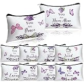 Shinylin 10 Pcs Christian Gifts for Women Faith Religious Makeup Bag Inspirational Christian Gifts Bible Verse Scripture Toiletry Bag Canvas Pouch for Galentine Mom Women(You Are Brave)