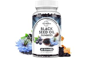 REVINUTRA Black Seed Oil Gummies-Organic Cold Pressed Nigella Sativa Black Seed Oil with Honey, Vitamin B6, C, D3, Turmeric, Pomegranate, Support Immunity, Digestion, Brain Function, Hair & Skin-60 Gummies