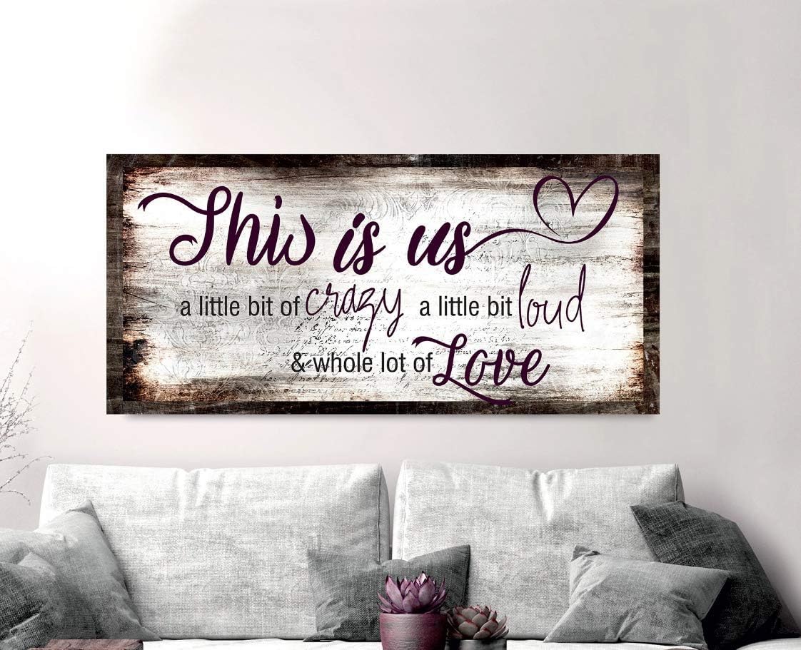 Mixed Media - Sense Of Art| Family Is Everything| Family room furniture| Framed wall art| Farmhouse decor| Family wall décor (42 x 19, This Is Us A Little Crazy V2 (Inverted Light Brown))