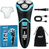 MAX-T Electric Razor for Men with Pop-Up Trimmer, IPX7 Waterproof Electric Shaver, 3D Rotary Shaver, Rechargeable Cordless Shavers for Men, Type-C, 120Mins Runtime, Plug & Play