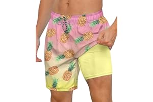 Cozople Mens Swimming Trunks with Compression Liner Swim Shorts 7 inch Quick Dry Bathing Suit Anti Chafe Boardshorts