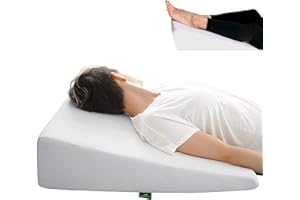 Cushy Form Bed Wedge Pillow for Sleeping - Memory Foam Leg Elevation for Post Surgery, Sleeping, Sitting - Triangle Pillow with Washable Cover Helps Aid Snoring 25x24x10 Inch
