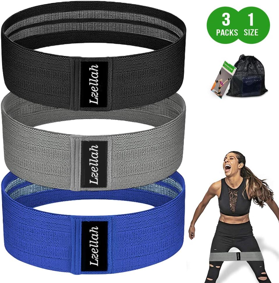 Lzellah Resistance Bands for Legs and Butt (3 Packs),Exercise Bands Fabric Booty Bands Set for Hips,Glutes,Legs,Thick Wide Non-Slip Workout Bands for Women and Men Strength Training,Yoga,Pilates