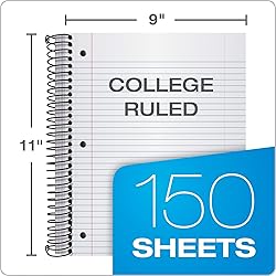 Oxford Spiral Notebook 3 Pack, 3 Subject, College