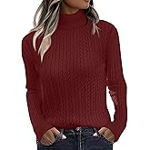Zeagoo Womens Sweaters Turtleneck Cable Knit Long Sleeve Pullover Cute Fitted Trendy Basic Fall Winter Tops