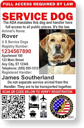 official service dog registration