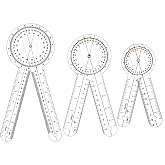 Goniometer Set 3 Pieces of 6/8/12 Inch, Transparent Orthopedic Angle Ruler Plastic Goniometer, 360 Degree Clear Protractor Physical Therapy for Body Measuring Tape Goniometer Protractor Ruler