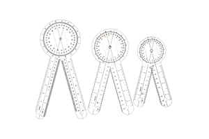 HZMM Goniometer Set 3 Pieces of 6/8/12 Inch, Transparent Orthopedic Angle Ruler Plastic Goniometer, 360 Degree Clear Protractor Physical Therapy for Body Measuring Tape Goniometer Protractor Ruler