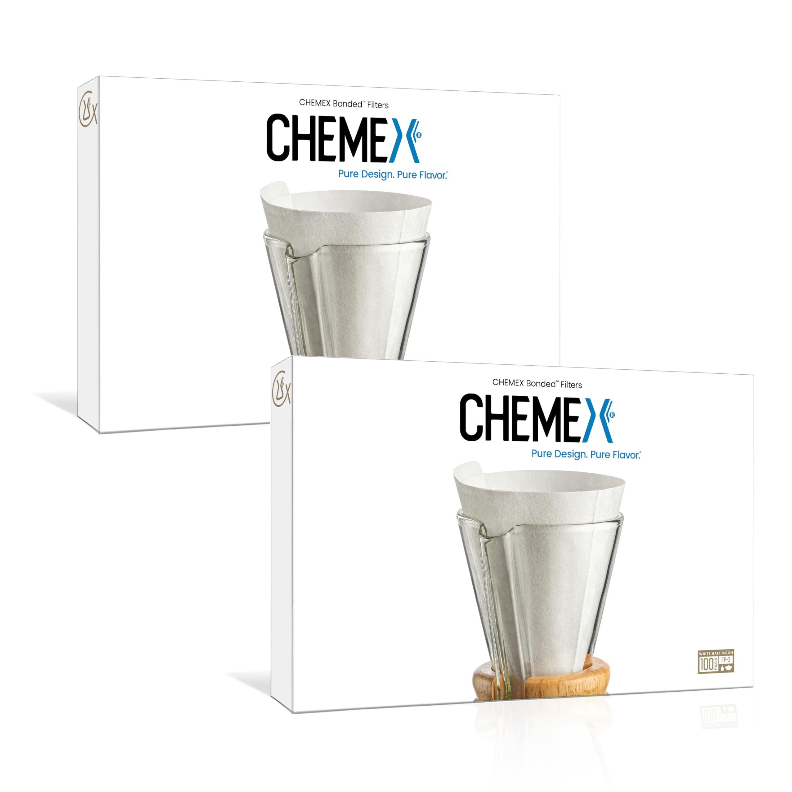 Chemex Bonded Filter - Half Moon - 100 ct - 2 Pack - Exclusive Packaging