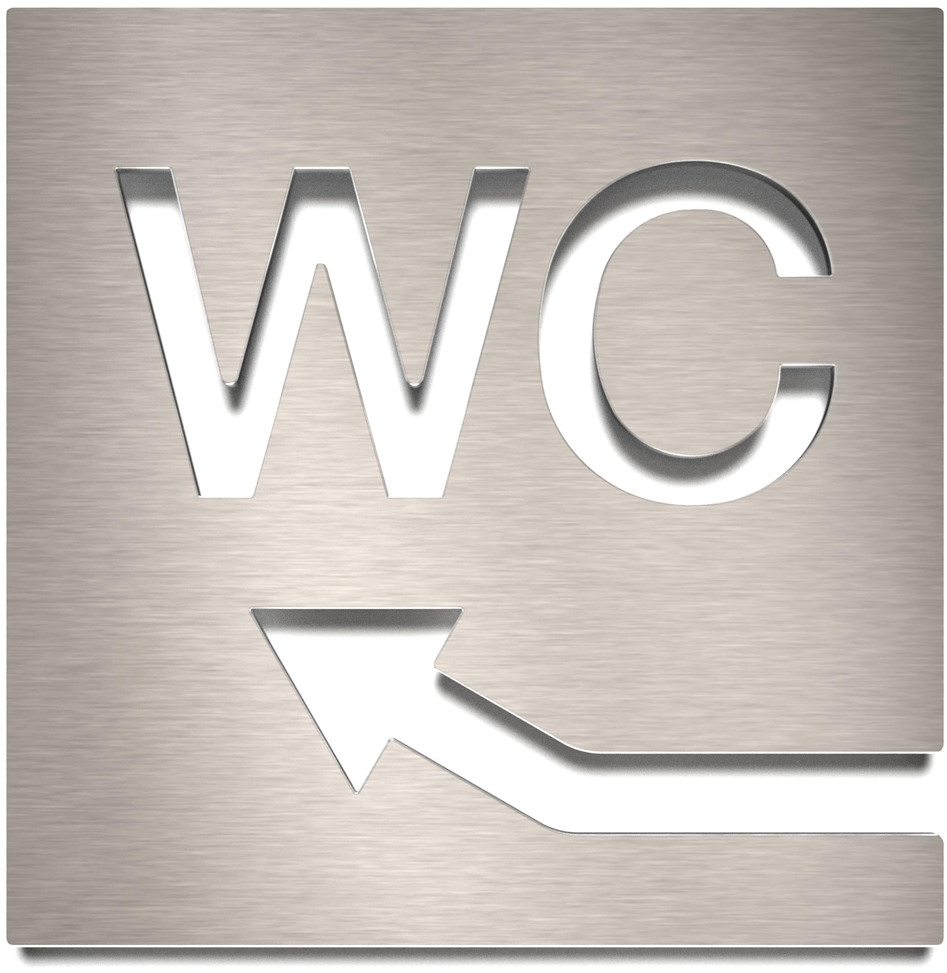 INOXSIGN W.07.E Toilet Sign Stainless Steel Self-Adhesive and Easy Care Design Toilet Sign with Arrow