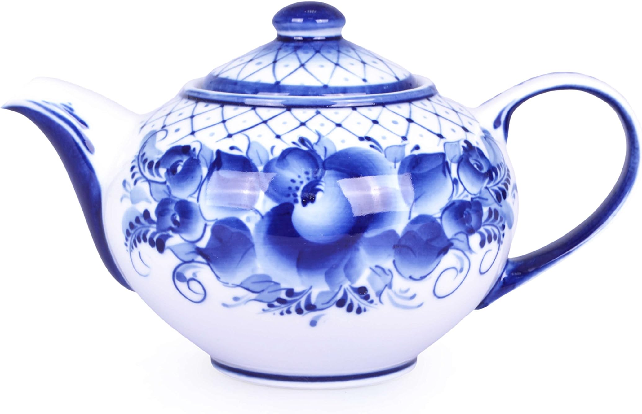 Lucky Teapot. Blue and White Porcelain. Gzhel 37.2 fl.oz (1100 ml)