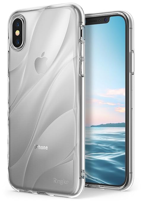 title=Cover iPhone X, Ringke Flow [Clear] Minimalista ondulato strutturata