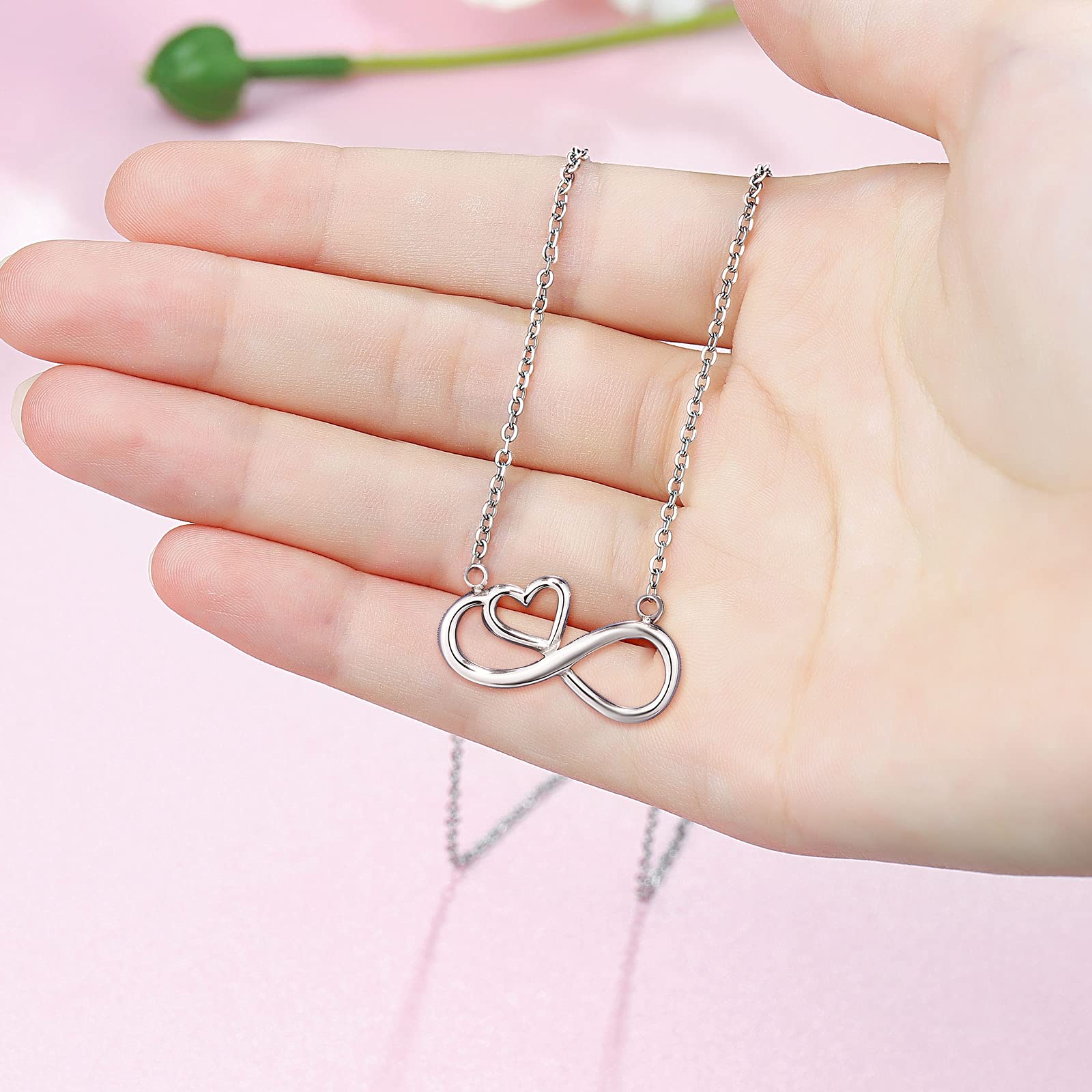 UNGENT THEM Infinity Heart Necklace for 13 16 18 Year Old Birthday Girls, Birthday Present for Daughter Granddaughter Friends