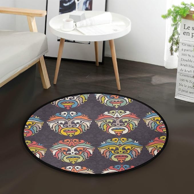 Amazon.de: Tribal-Maske, runder Teppich, rutschfest, bequem, rund