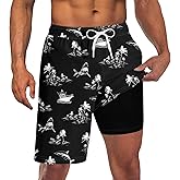 Goodstoworld Mens Swim Trunks with Compression Liner 9'' Inseam Quick Dry Swimsuit Shorts M-3XL