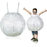 Coume Halloween Disco Ball Costume Shining Mirror Ball Outfit | Adjustable Shoulder Straps, Foam Construction with Metallic Mirror Print, Suitable for Halloween Disco Parties Dress up