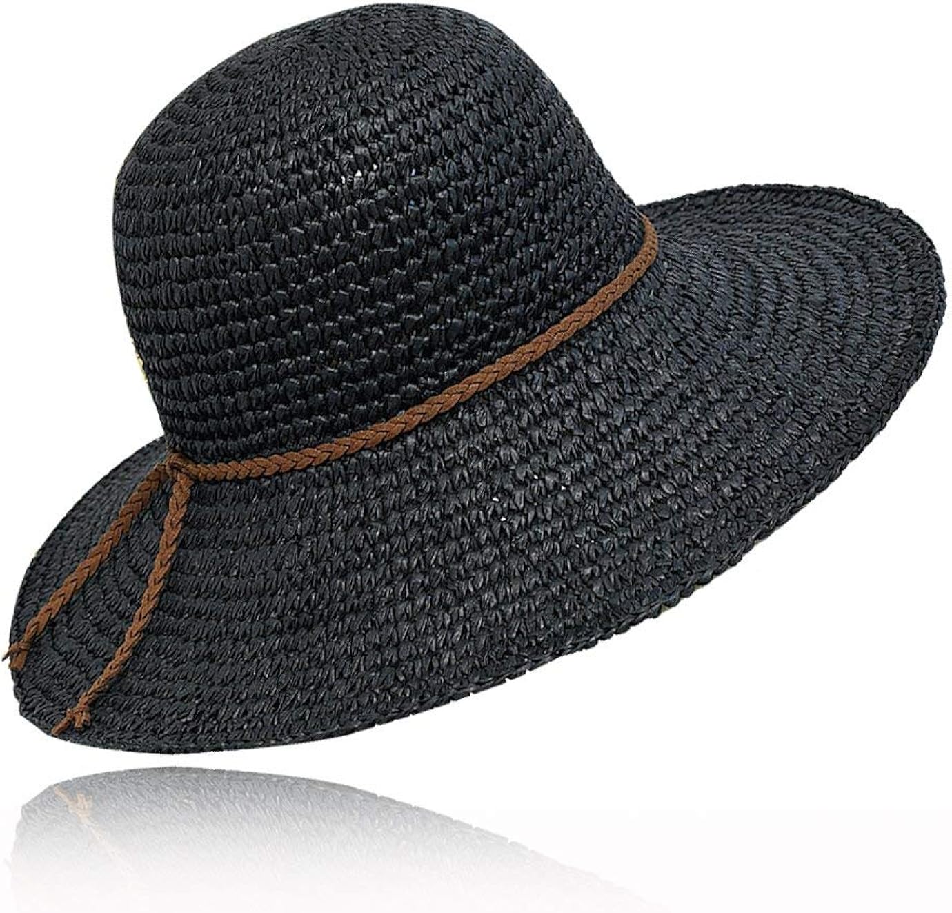 black straw beach hat