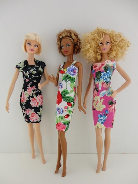 Amazon セットof 3 Cocktailドレスwe Callフローラルファンタジーmade Toフィットバービー人形 ドレス アクセサリー おもちゃ