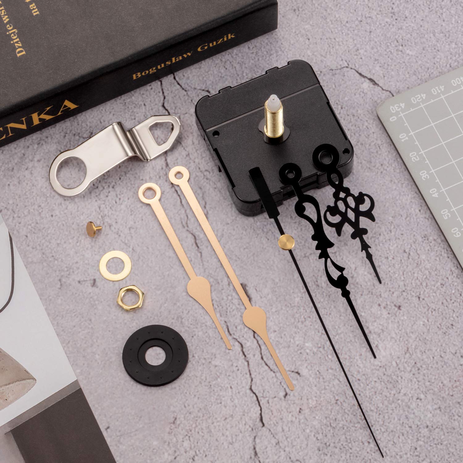 2 Pair Hands Quartz Clock Movement DIY Wall Clock Movement Mechanism Clock Repair Parts Replacement (Shaft Length 1-1/5 Inch/ 31 mm, Color Set 3)