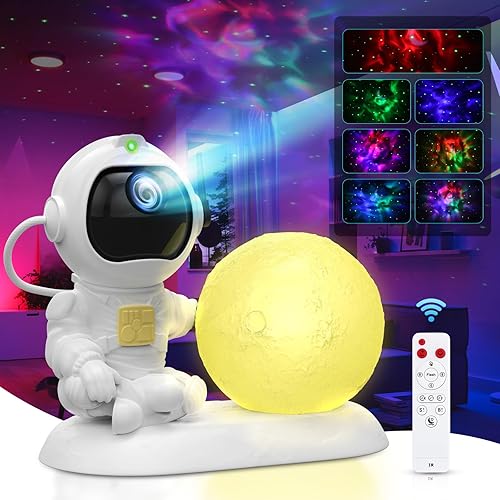 VUENICEE Astronaut Galaxy Star Projector with Timer and Remote Control, USB Powered Spaceman Night Light,Christmas Birthday Gift for Children and Adults