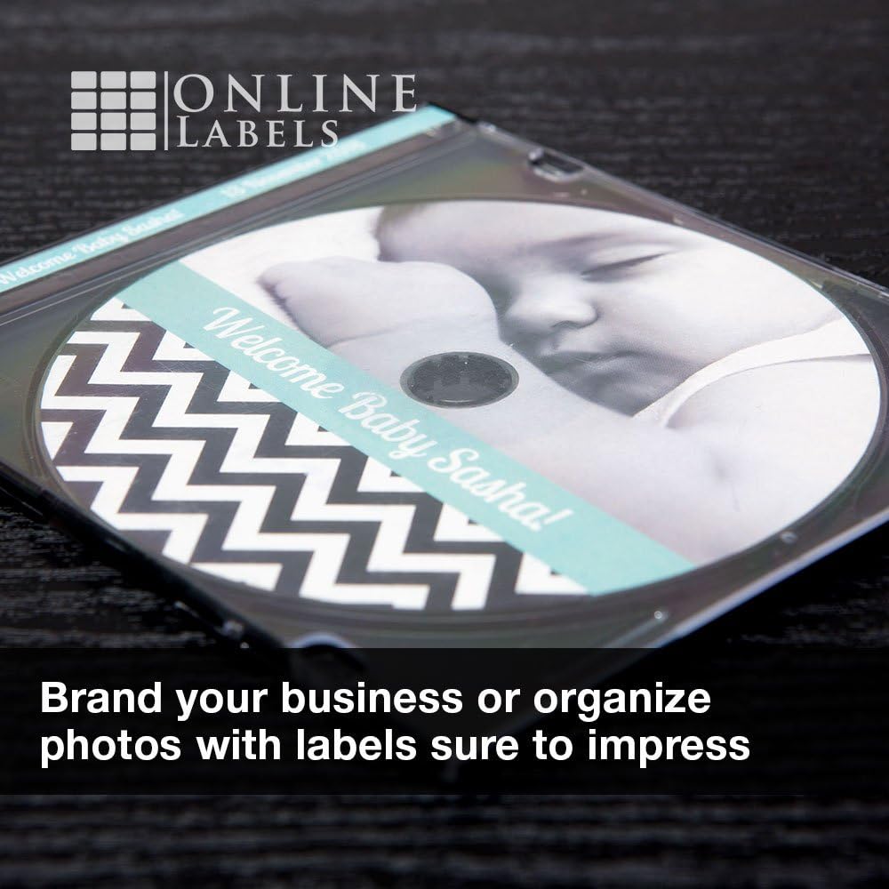 4.65 Inch Full-Face CD/DVD Labels & Spine Label - Pack of 200 Sets of CD/DVD Stickers, 100 Sheets - Inkjet/Laser Printer - Online Labels : Office Products