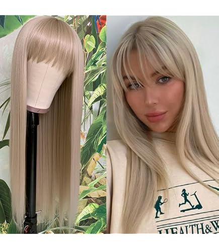 Synthetic Yaki Fiber Wig with Bangs Body Wave Heat Resistant Natural Look Amazon.com : Allbell Long Black Wigs for Women Shouler  main image 2
