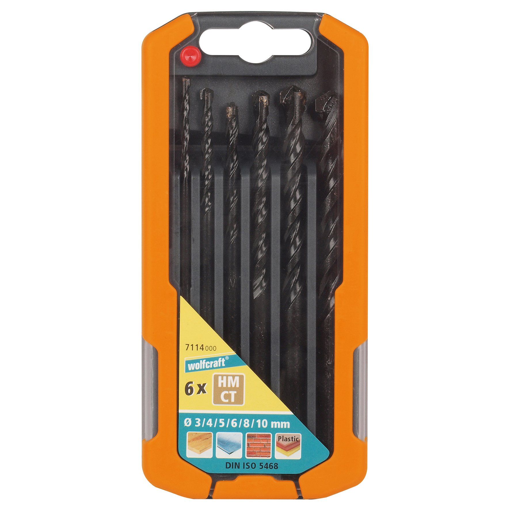 wolfcraft TC Universal Drill Bit Set 6 Pcs. I 7114000 I for Drilling into Wood, Stone, Metal and Plastic
