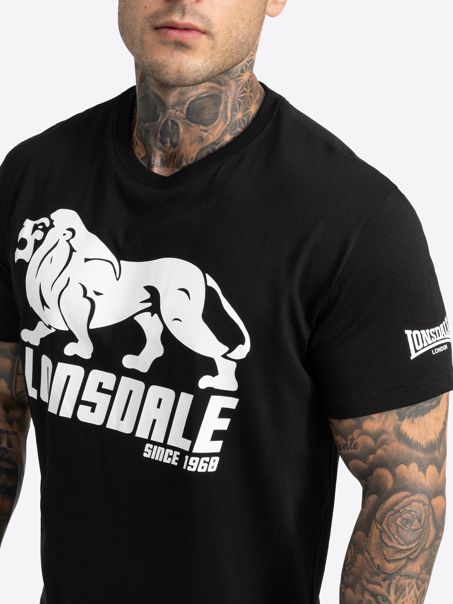 Lonsdale Herren T-Shirt Normale Passform Doppelpack BYLCHAU XXXL, White/Black 3
