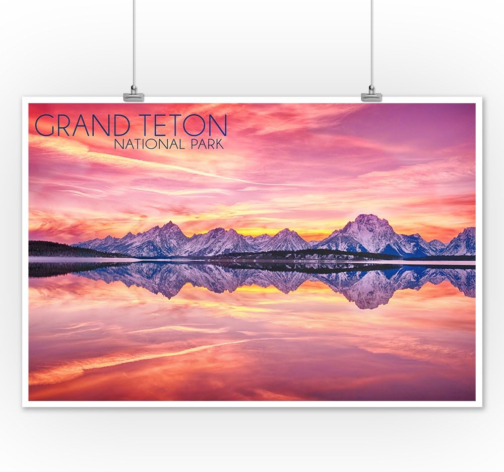 Amazon グランドティトン国立公園 ワイオミング州 サンセットとジャクソン湖 12 X 18 Signed Art Print Lant 12x18s インテリア オンライン通販