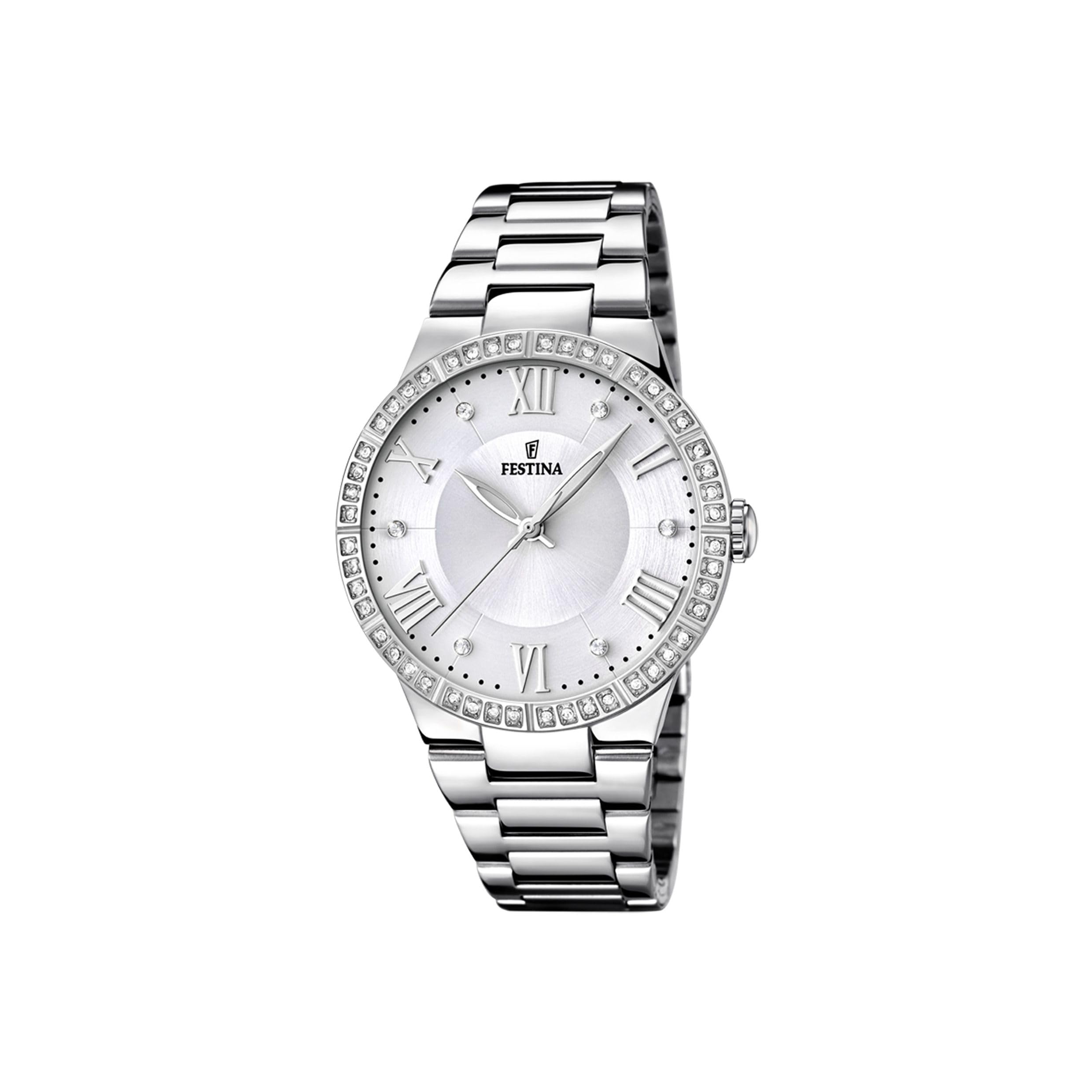 Festina Women's Quartz Watch with White Dial Analogue Display and Silver Stainless Steel Bracelet F16719/1