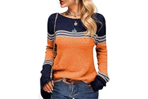 WIFFGO Womens Sweaters Fall 2025 Fashion Boho Trendy Lightweight Pullover Crew Long Sleeve Cute Tops for Women Winter Outfits