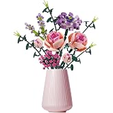 Chodia Flower Bouquet Building Blocks Pink Rose Botanical Collection Bricks Sets Creative Toys Kits Mother's Day Birthday for Adults Mom Girlfriends Old Kids 8-12, 6-12 (413PCS)