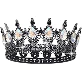 Queen Crown Rhinestone Wedding Crowns and Tiaras for Women Costume Party Hair Accessories Princess Birthday Crown Crystal Bridal Crown (Black & Moonlight Crown)