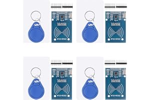 SHUTAO 4Pcs RC522 RFID Module Kit RF RC522 Reader IC Card Sensor Module with S50 White Card and Key Ring RFID Sensor Module
