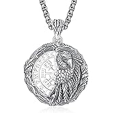 Palpitate Viking Compass Vegvisir Necklace 925 Sterling Silver Pendant for Men Women Norse Jewelry Gift for Father Son Boyfriend Brother