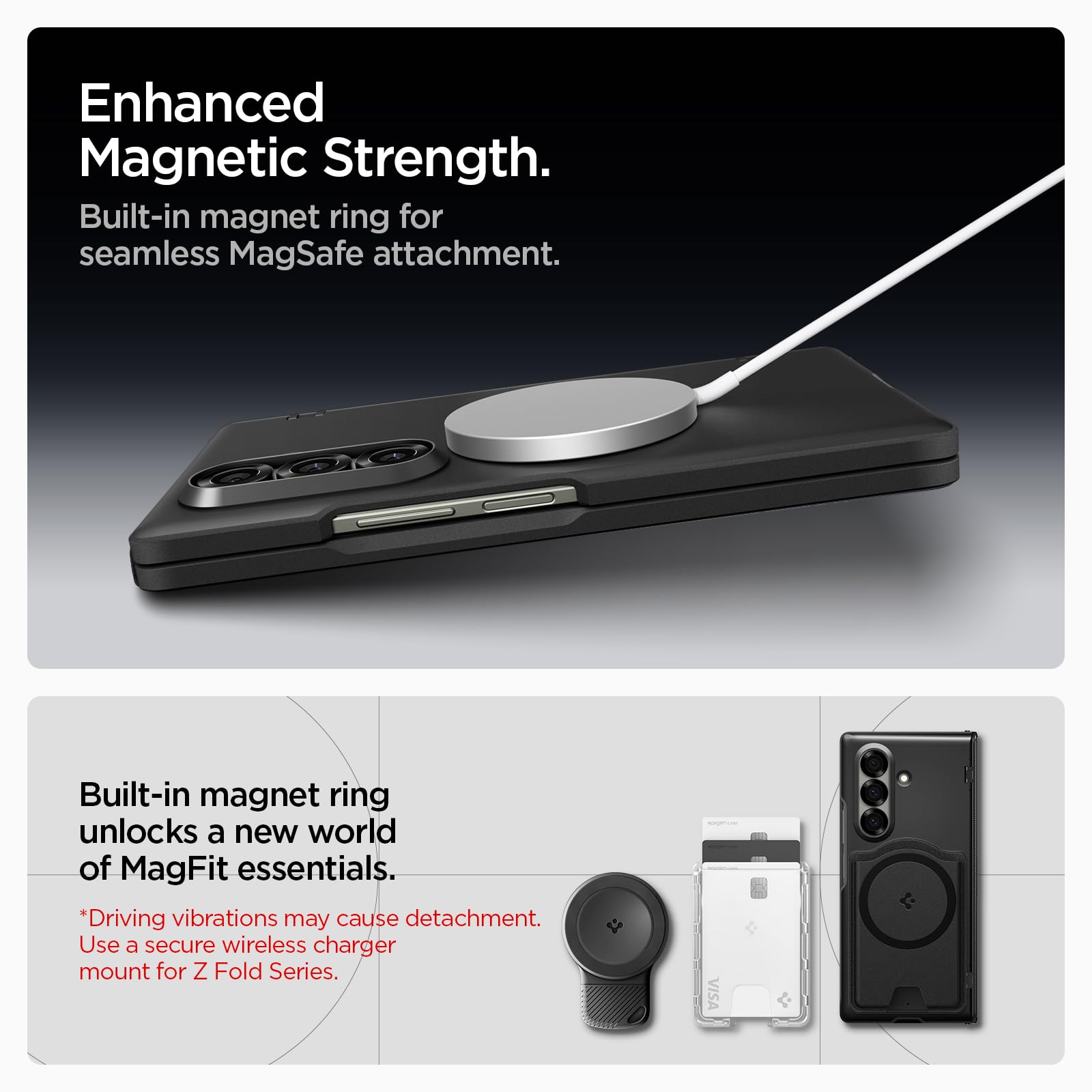 Spigen for Galaxy Z Fold 7 Case, Slim Armor Pro MagFit [Hinge Protection] [Fast Wireless Charging/Magnet for Galaxy] - Black
