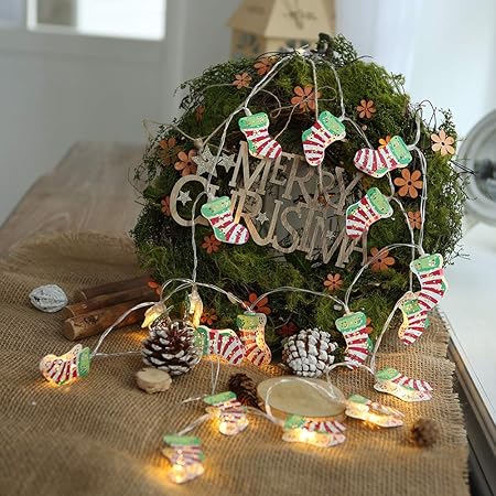Amazon Com Cute Christmas Decorations Christmas Stocking Light 20 Led Mini String Lights Decor For Christmas Tree Home Room Bedroom Party Battery Operated Home Improvement