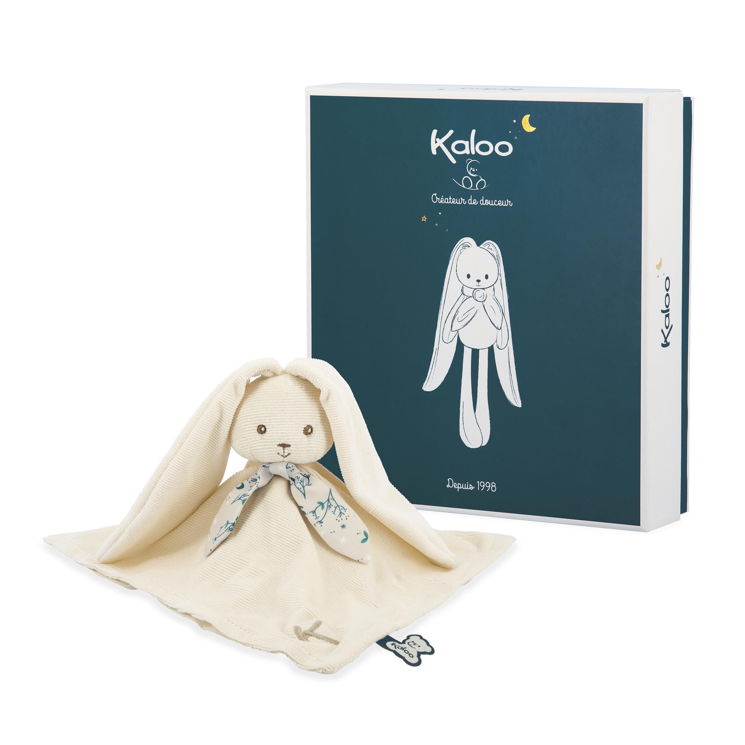 Kaloo - Lapinoo - Rabbit Comforter - Babies’ Plush - Cream Colour - Square: 11.8"x11.8" / 30x30 cm - Material: Ultra-Soft Cotton & Corduroy - Gift Box - K972206