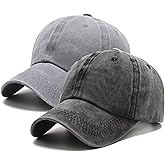 PFFY 2 Packs Vintage Washed Distressed Baseball Cap Golf Dad Hat for Men Women