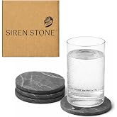 Siren Stone Diatomaceous Earth Coasters Set of 4 | Absorbent Stone Coasters for Drinks | Quick Dry, Water Absorbing | Non-Toxic, BPA-Free | Female Founded USA Brand