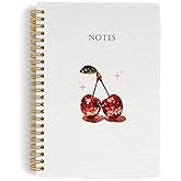 YLZlhb Cherry Spiral Notebook Journal, Trendy Funky Preppy Fruit Notebooks for Note Taking, Cherry Gifts for Women, Girly Office Supplies, Preppy Hardcover Spiral Journal 5.5x8.3 Inches