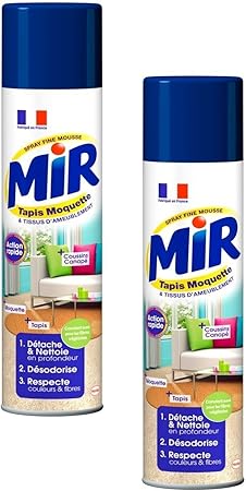 Mir Nettoyant Tapis Et Moquettes Spray Mousse 600 Ml Lot De 2 Spray Pour Un Nettoyage Efficace Amazon Fr Hygiasne Et Soins Du Corps