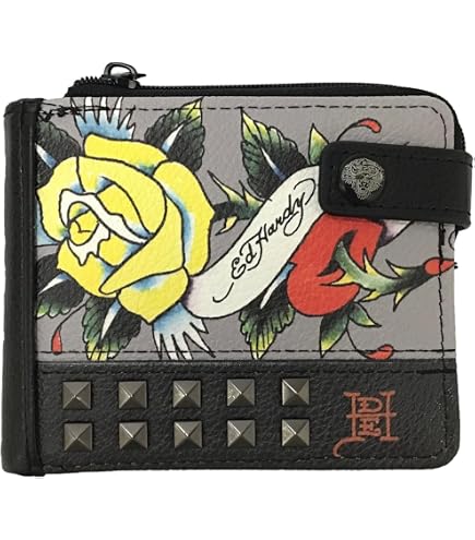 Amazon.com: ED HARDY Riveted Panther & Snake Print Studded Bifold