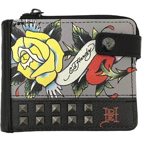 Amazon.com: ED HARDY Riveted Panther & Snake Print Studded Bifold