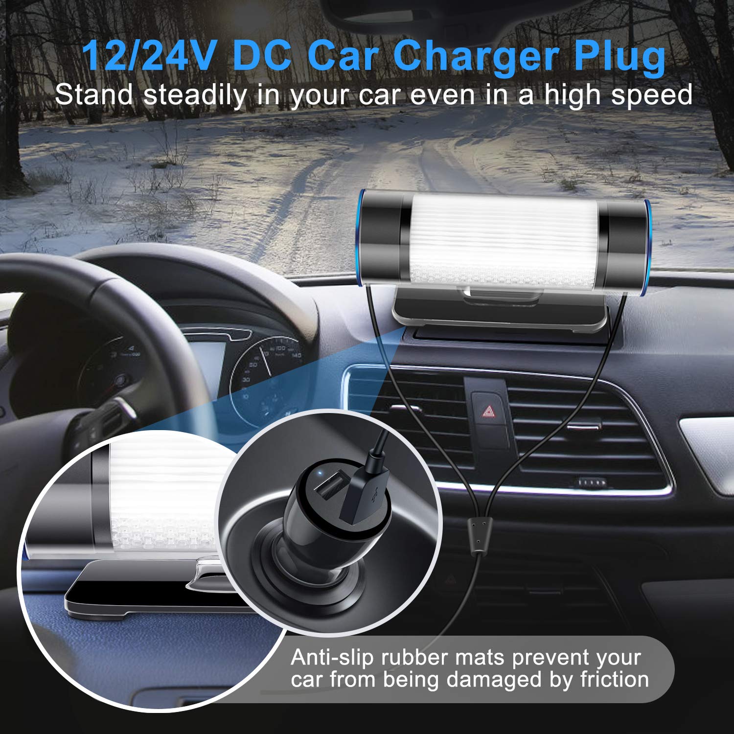 QUEENTY HEPA Car Air Purifier, High Efficiency Carbon Filter, Eliminates Smoke, Dust, Pollen and Bad Odors for Auto and Small Space