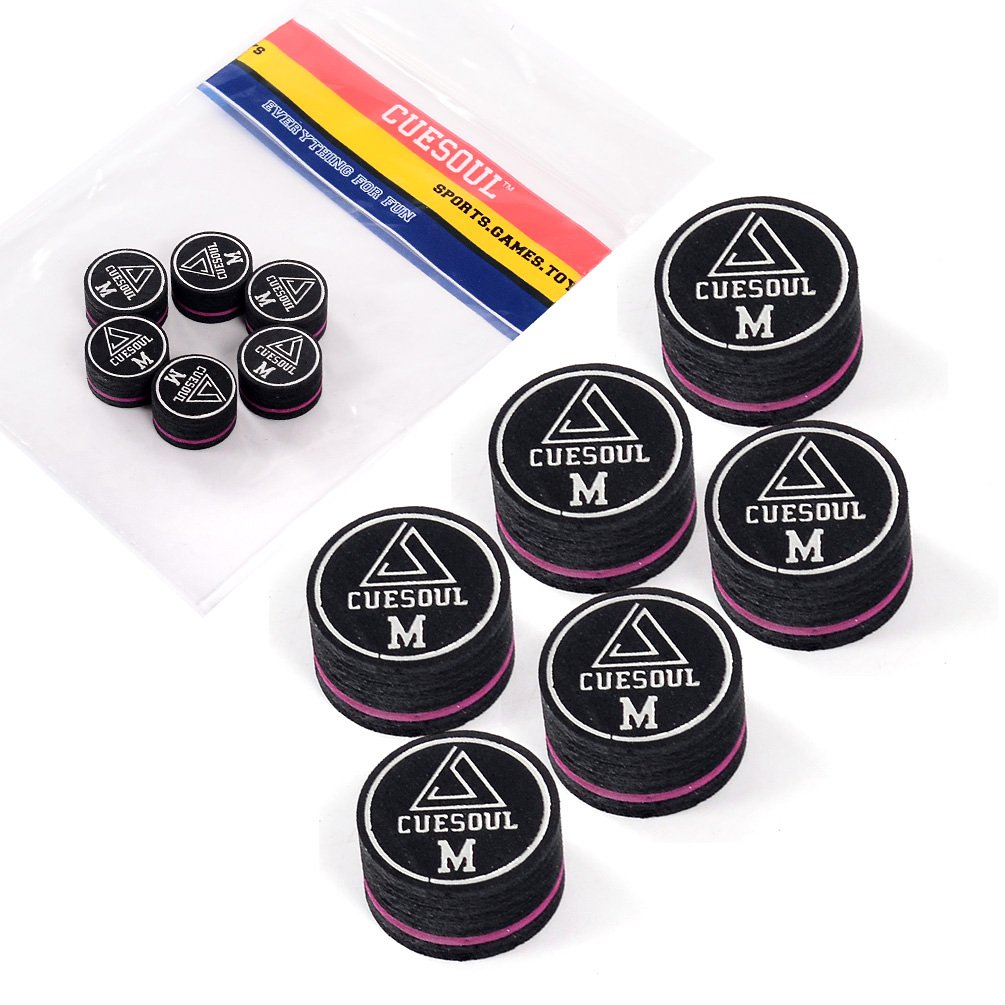 CUESOUL 14mm Pool Cue Tips,Premium Pigskin Leather,9 Layers Laminated Design, Glue-on Tips for English Pool Cue Stick Billiards, Professional Hardness Moisture Proof Cue Billiards Accessories(CSPCT019