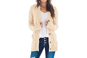 PRETTYGARDEN Women's Open Front Cardigan Sweaters Fall Fashion Button Down Cable Knit Chunky Winter Clothing Outerwear Coats